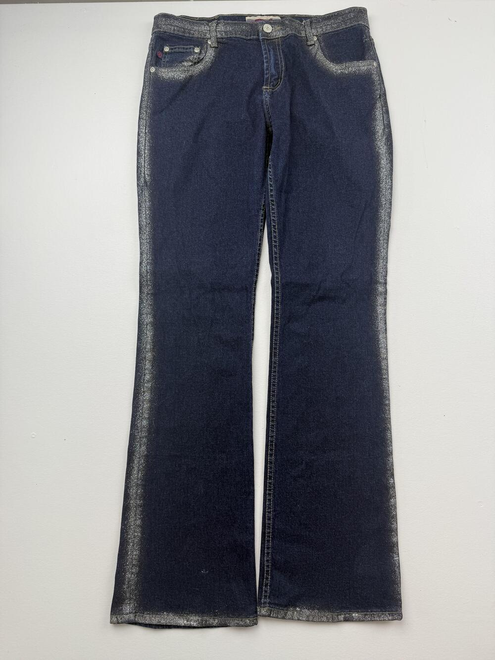 Z Cavaricci Jeans Juniors 11 Blue Dark Wash Stretch Glitter Bootcut 30x31.5